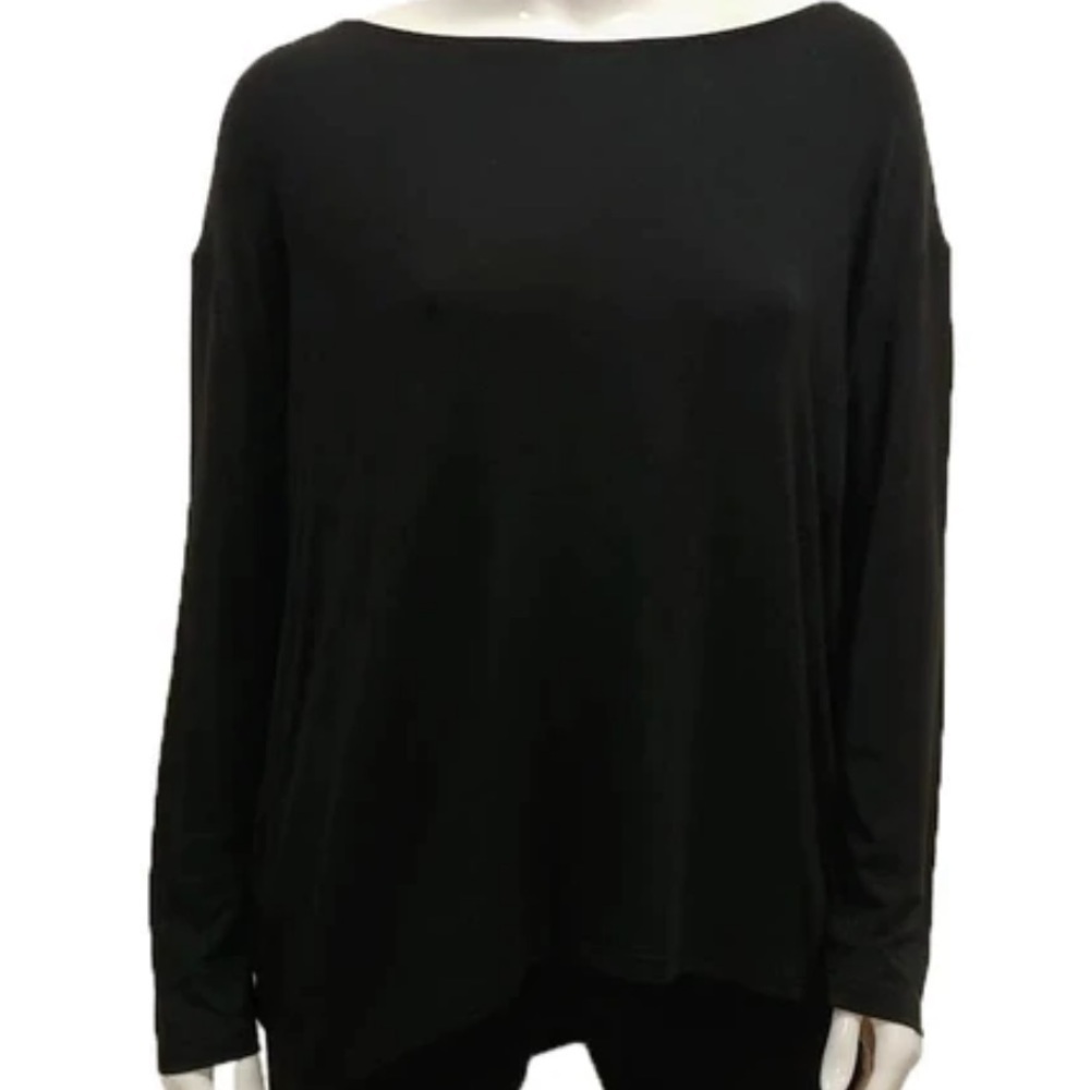 THE Gilmour Modal Blouson T Shirt Boatneck Drop Shoulder Black